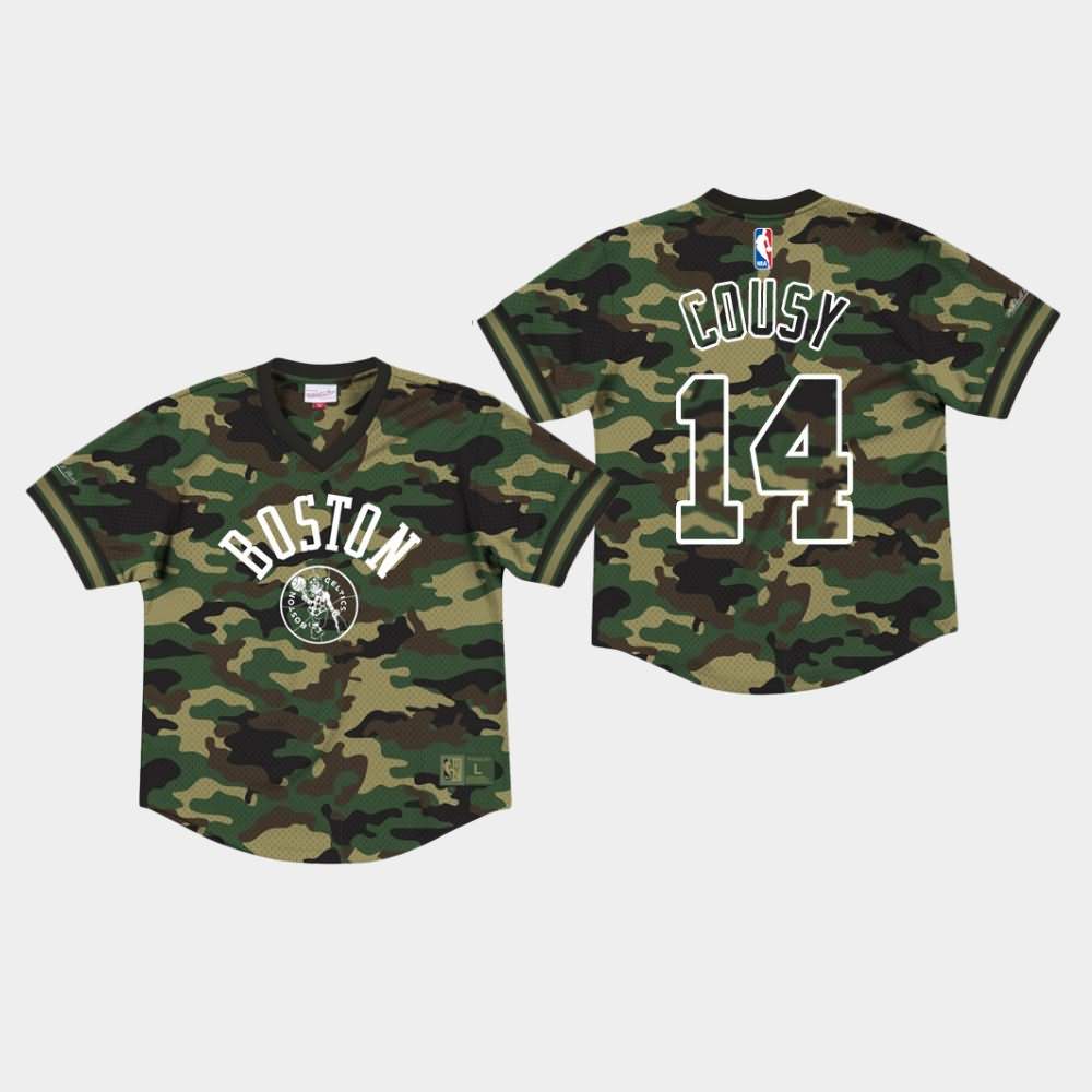 Men's Boston Celtics #14 Bob Cousy Camo Fashion Mesh Jersey KJH18E8R
