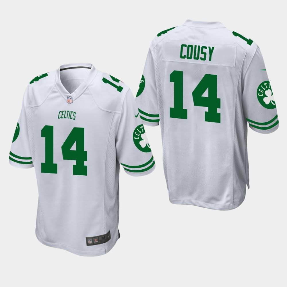 Men's Boston Celtics #14 Bob Cousy White Football Jersey UQT52E7R
