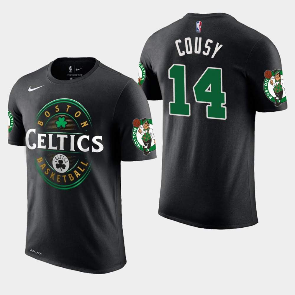 Men's Boston Celtics #14 Bob Cousy Black Forever Lucky T-Shirt HVI68E6A