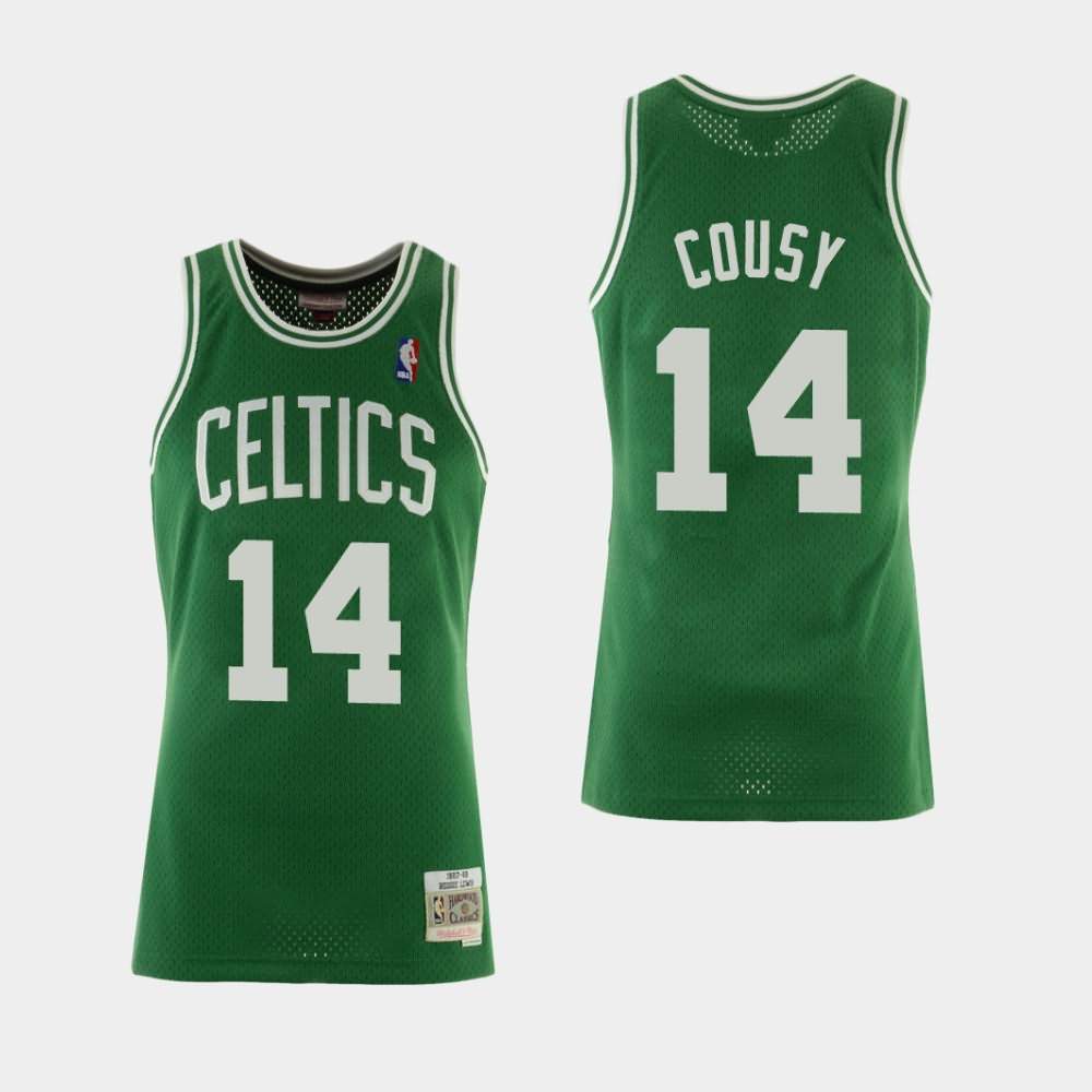 Men's Boston Celtics #14 Bob Cousy Green Hardwood Classics Jersey UEG24E0G