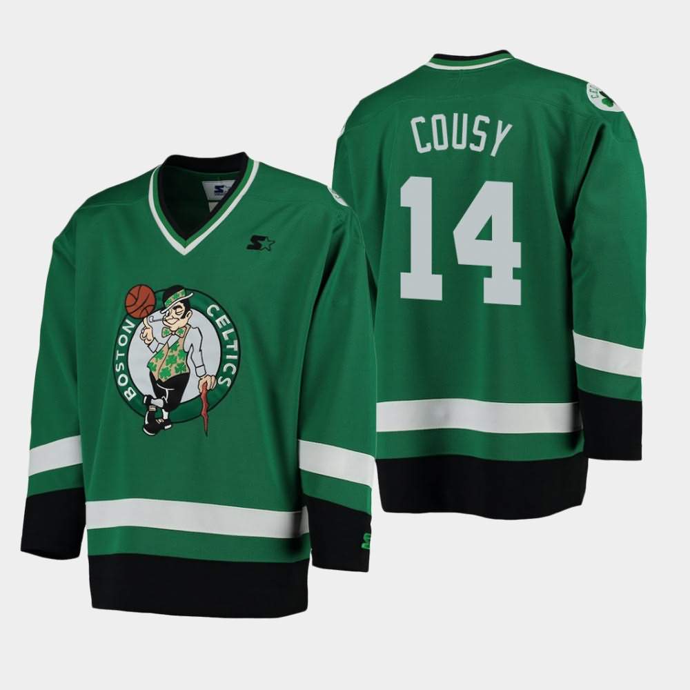 Men's Boston Celtics #14 Bob Cousy Green Hockey Jersey ZBQ32E8Q
