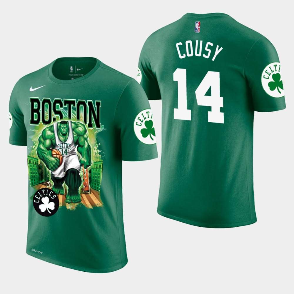 Men's Boston Celtics #14 Bob Cousy Green Marvel Hulk Smash T-Shirt PLC20E2N