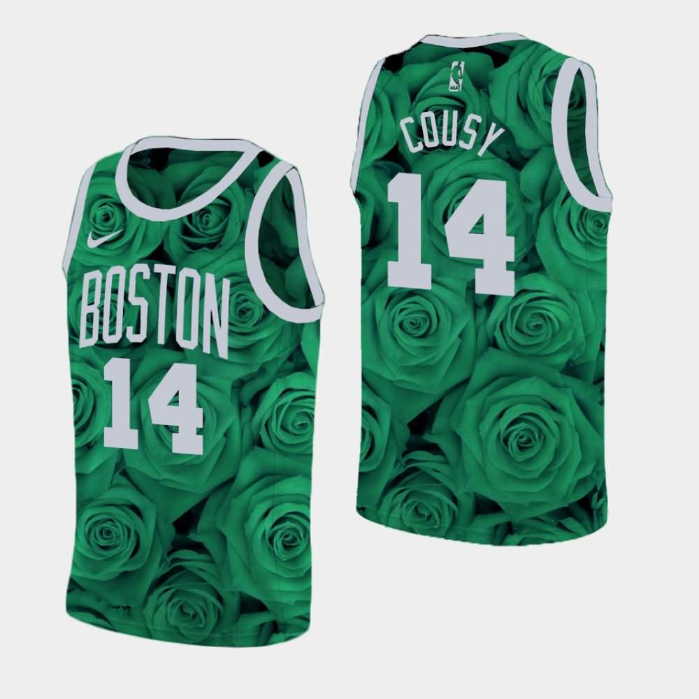 Men's Boston Celtics #14 Bob Cousy Green National Flower Rose Jersey RAR65E0Q