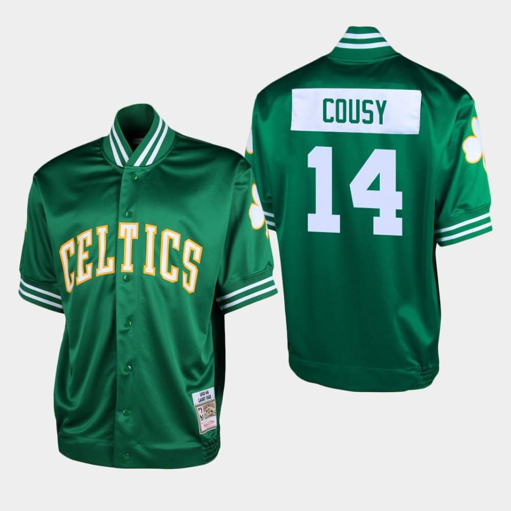Men's Boston Celtics #14 Bob Cousy Green Shooting T-Shirt VHU24E3Q