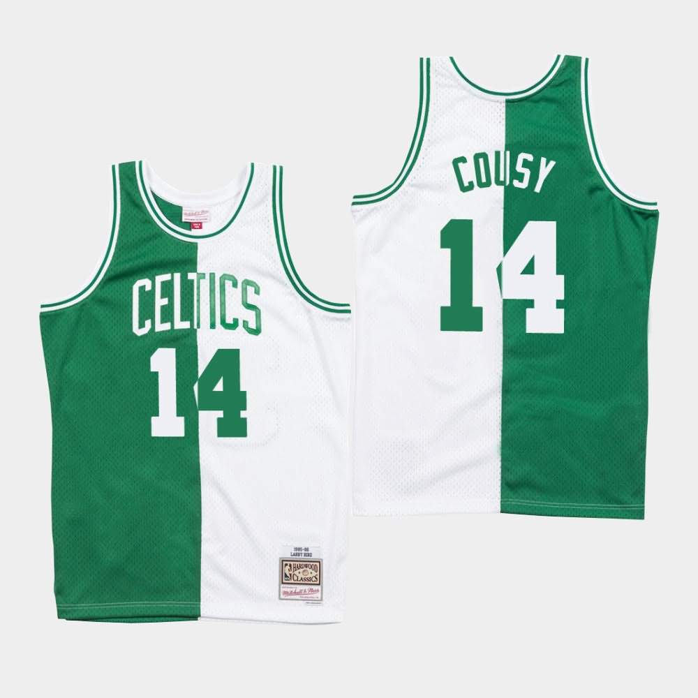 Men's Boston Celtics #14 Bob Cousy Green White Split Jersey RGL33E8Z