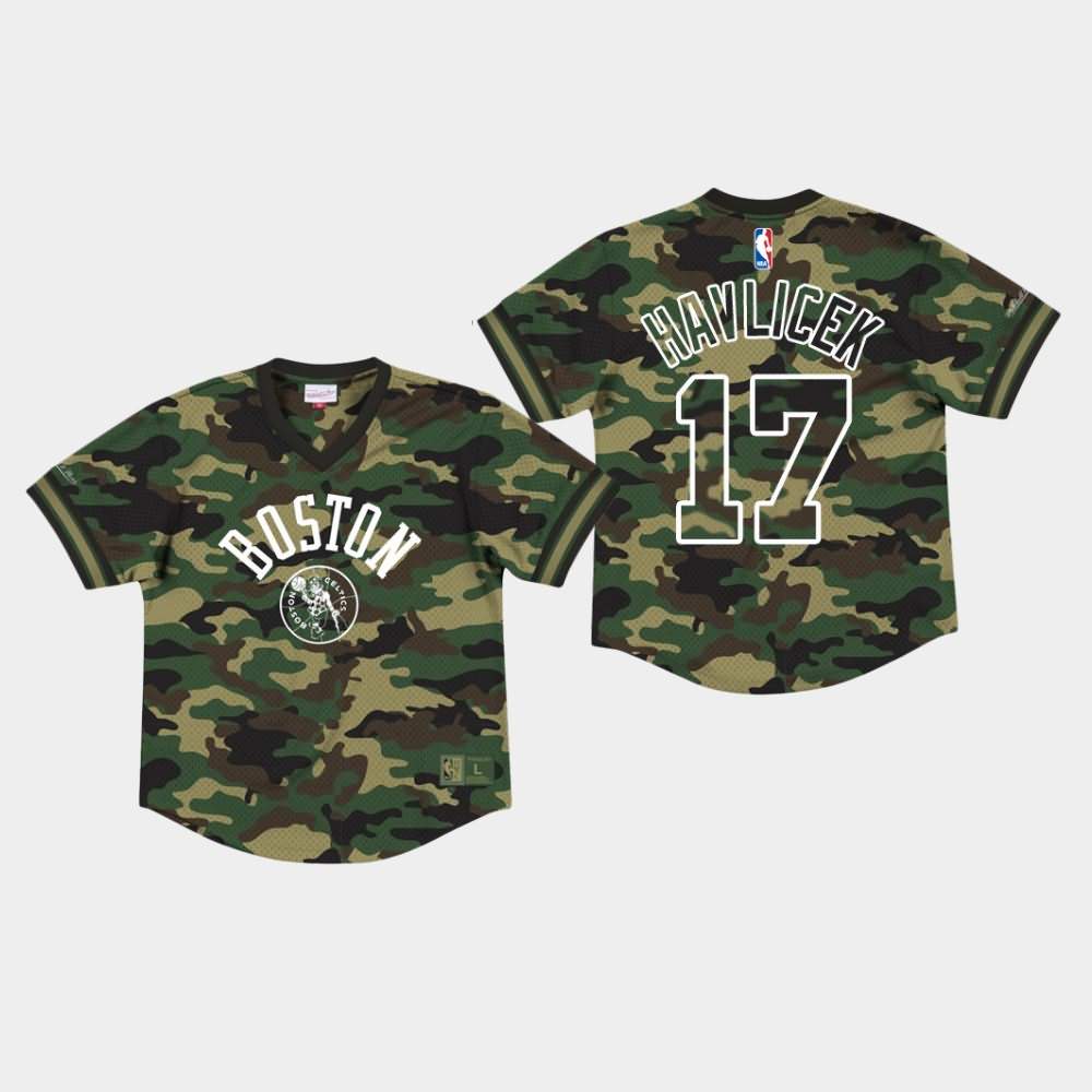 Men's Boston Celtics #17 John Havlicek Camo Fashion Mesh Jersey TVY45E6X