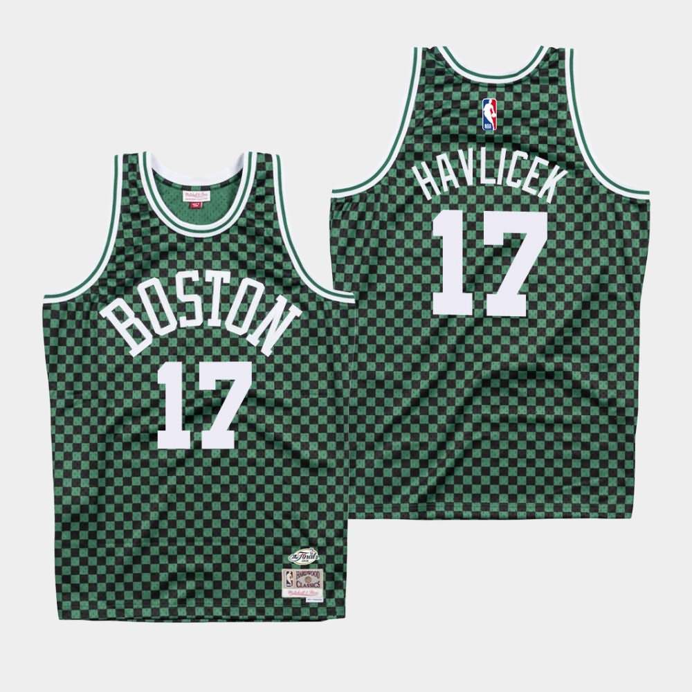 Men's Boston Celtics #17 John Havlicek Green Checkerboard Jersey RDO81E6T