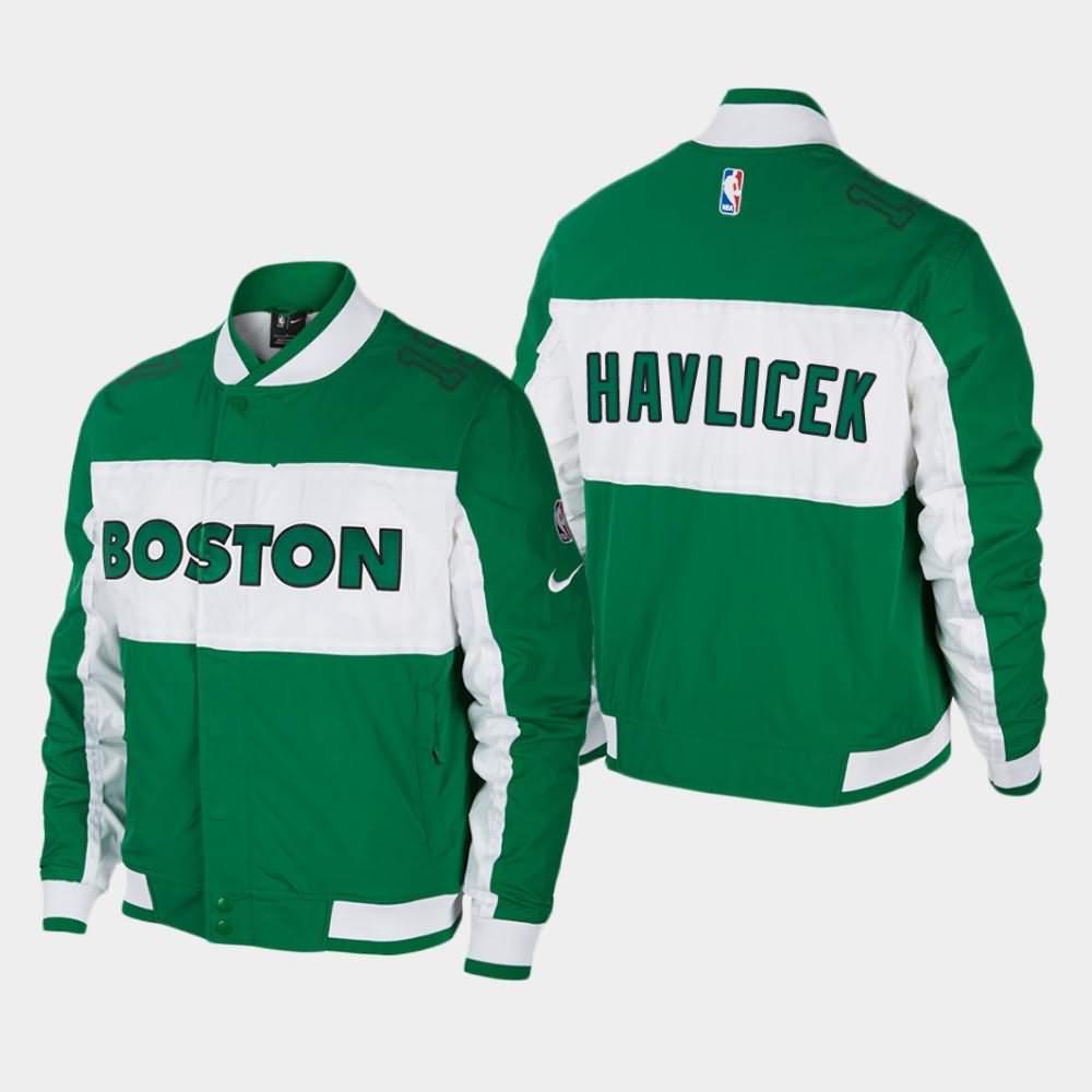 Men's Boston Celtics #17 John Havlicek Green Full-Zip Courtside Icon Jacket KOU62E7L