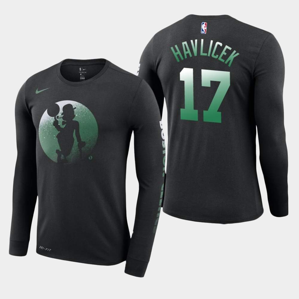 Men's Boston Celtics #17 John Havlicek Black Long Sleeve Dry Dezzo Logo T-Shirt ZON56E5R