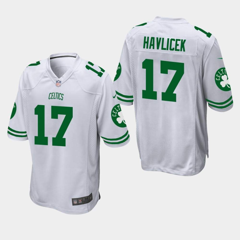 Men's Boston Celtics #17 John Havlicek White Football Jersey LQH88E3V