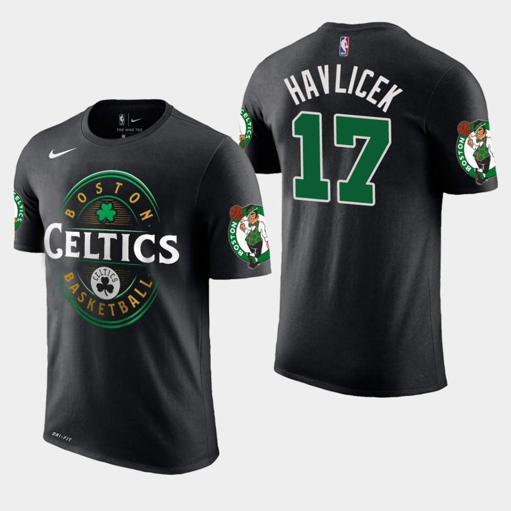 Men's Boston Celtics #17 John Havlicek Black Forever Lucky T-Shirt INI53E6I