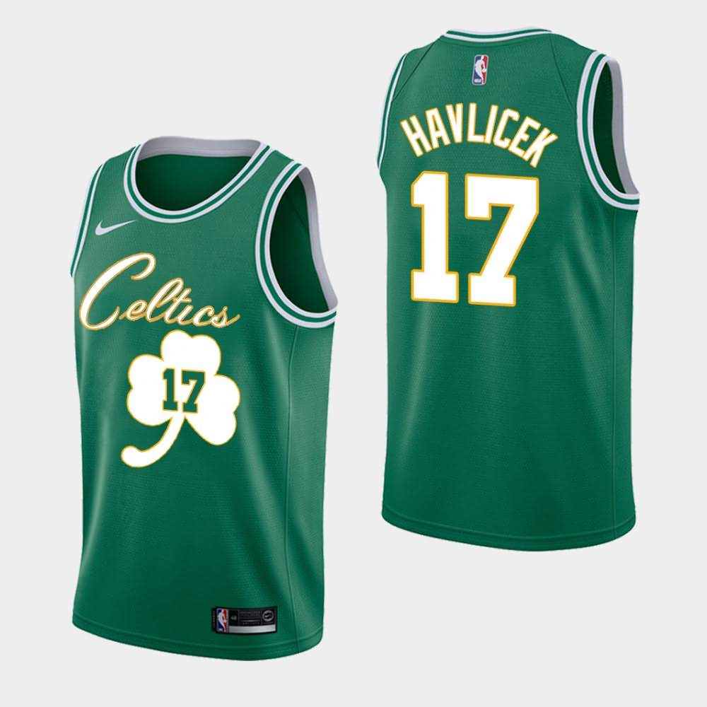 Men's Boston Celtics #17 John Havlicek Green Fashion Forever Lucky Jersey EEY42E6L
