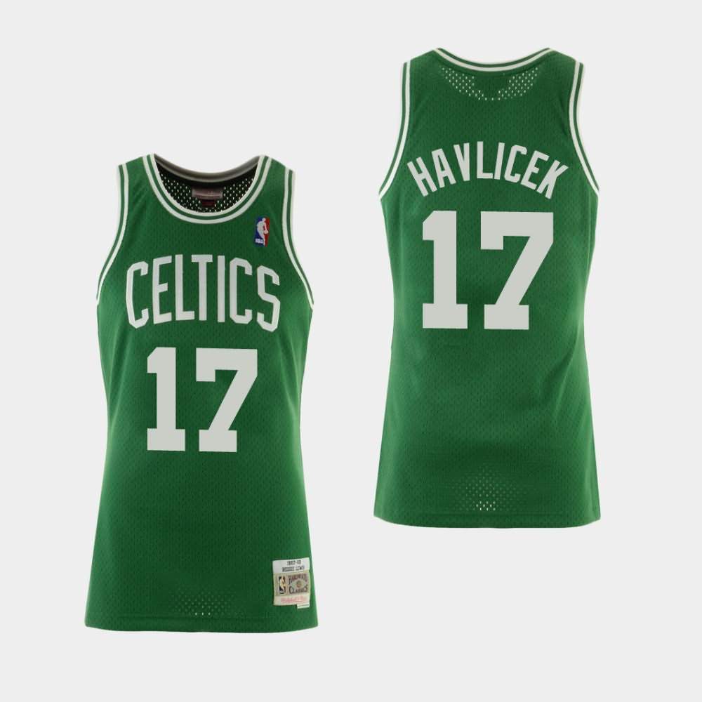 Men's Boston Celtics #17 John Havlicek Green Hardwood Classics Jersey UVT26E4H