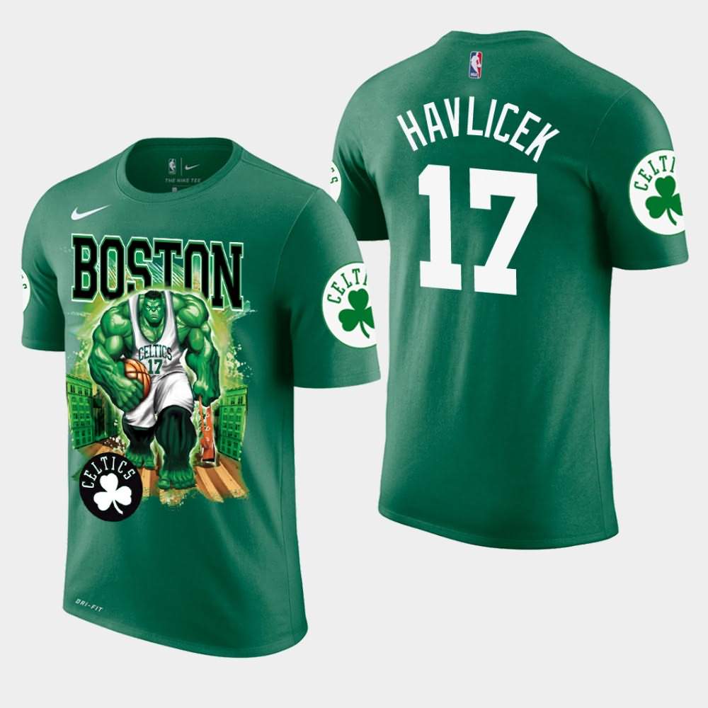 Men's Boston Celtics #17 John Havlicek Green Marvel Hulk Smash T-Shirt UQM32E8B