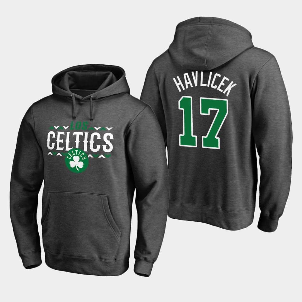 Men's Boston Celtics #17 John Havlicek Ash Noches Enebea Hoodie XFP46E7X