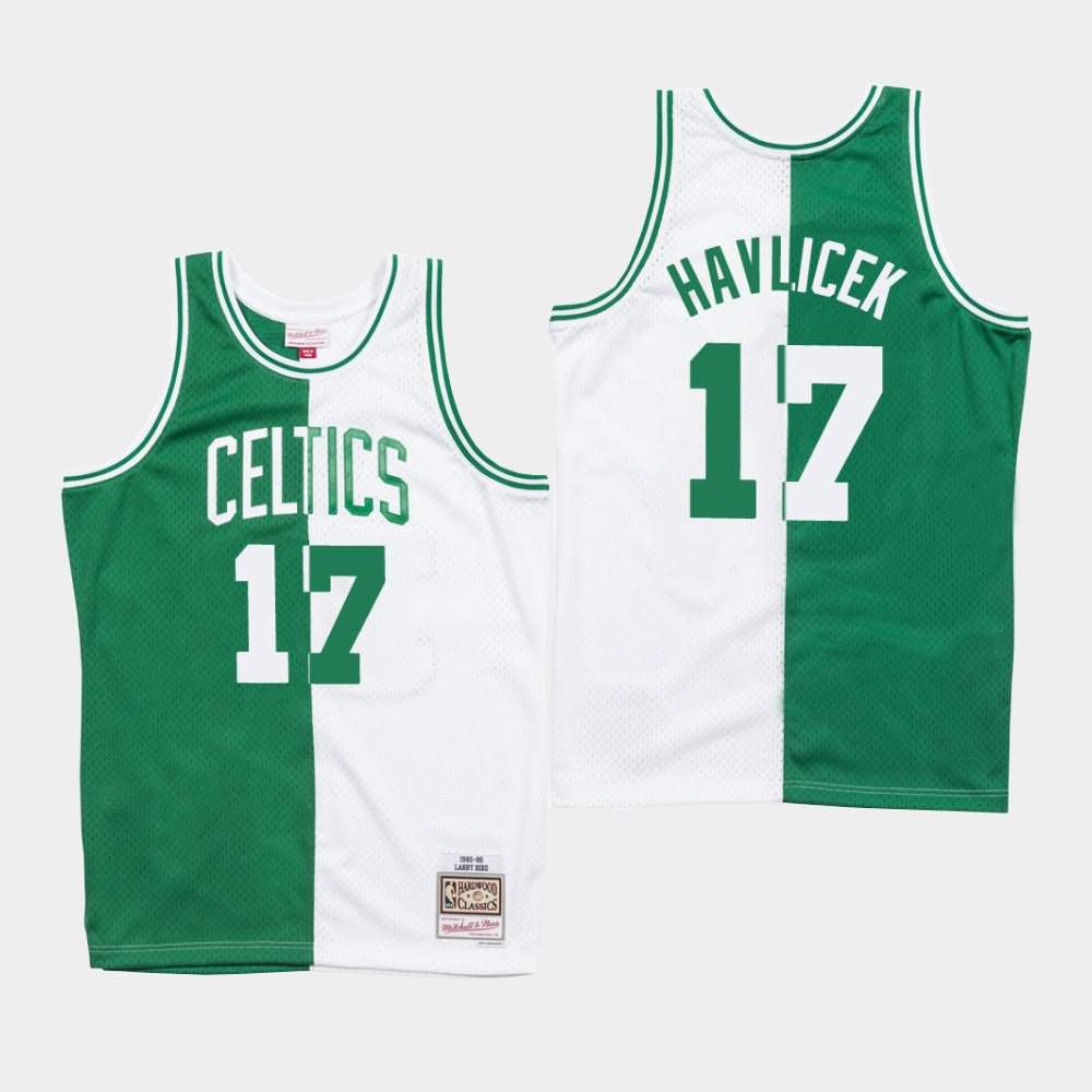 Men's Boston Celtics #17 John Havlicek Green White Split Jersey JOA64E2G