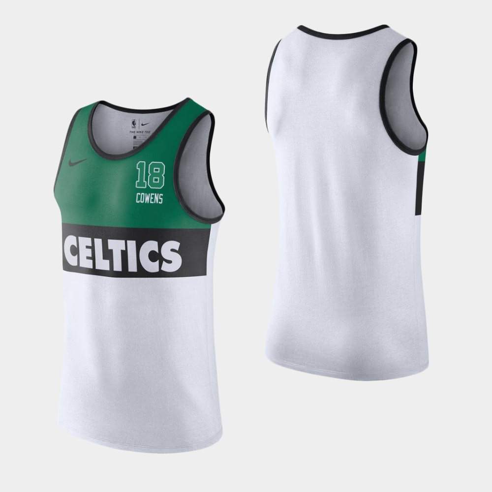 Men's Boston Celtics #18 David Cowens White Wordmark Logo Tank Top DSY81E6L