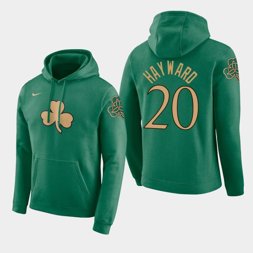 Men's Boston Celtics #20 Gordon Hayward Kelly Green 2020 Season City Hoodie WNL26E3R