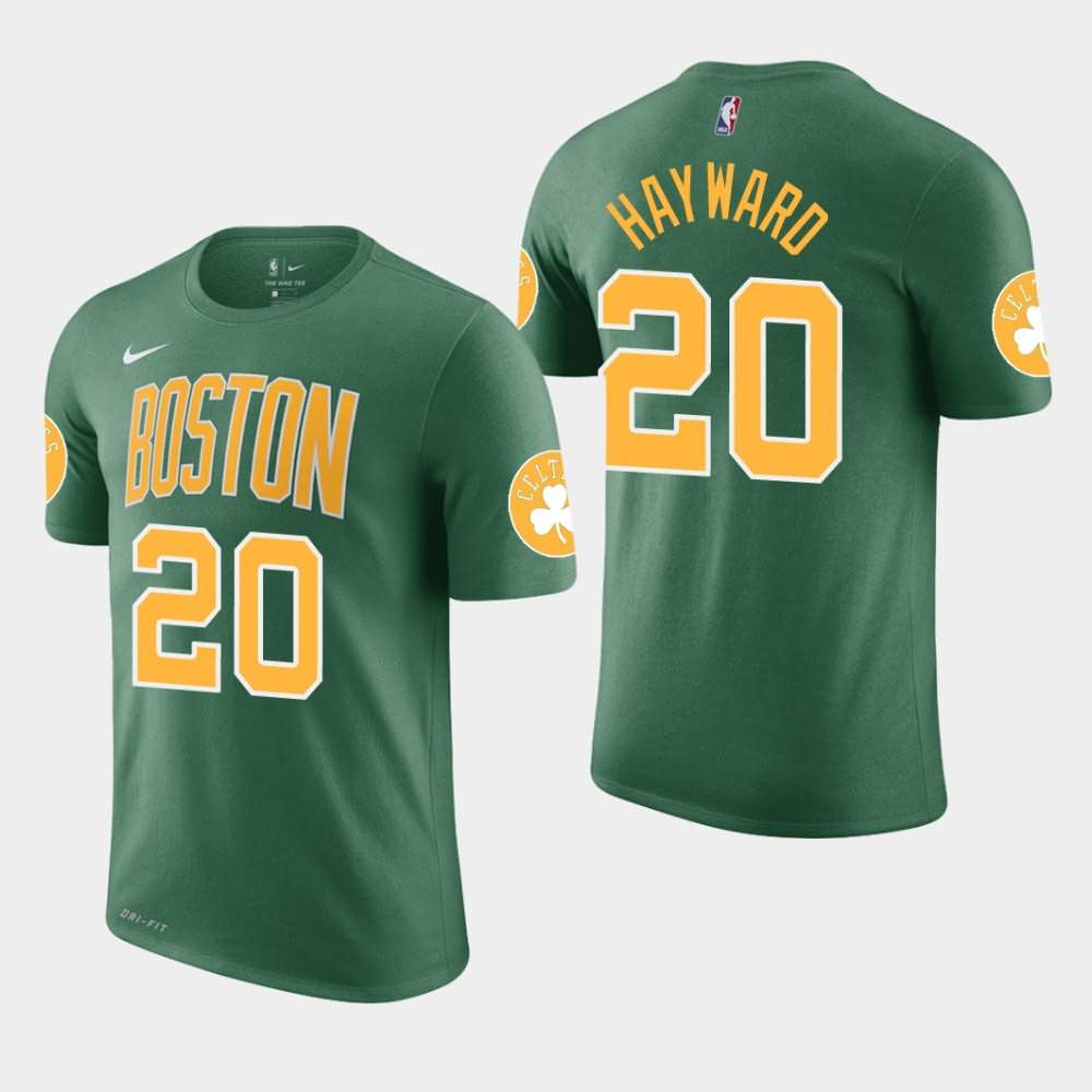 Men's Boston Celtics #20 Gordon Hayward Green Edition Earned T-Shirt GPC66E5D