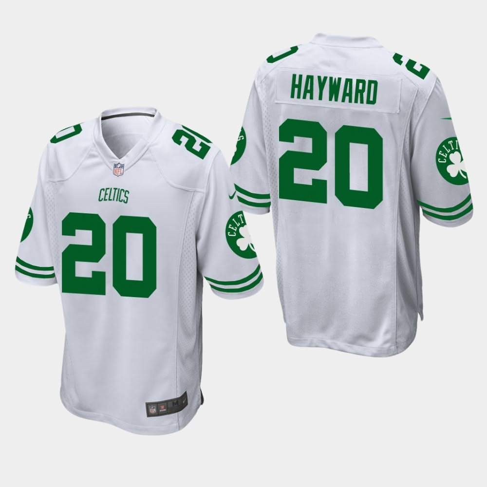 Men's Boston Celtics #20 Gordon Hayward White Football Jersey ERW75E4D