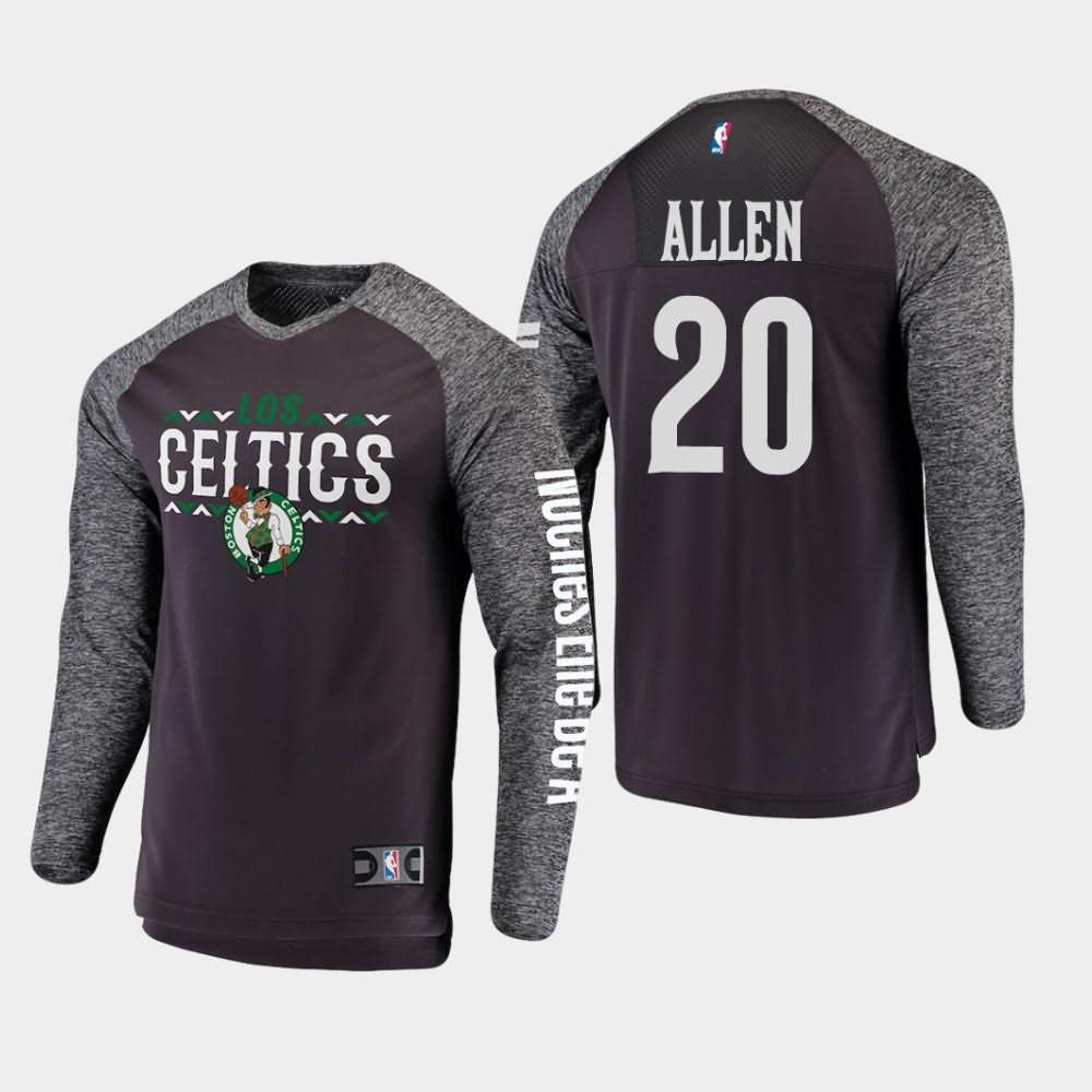 Men's Boston Celtics #20 Ray Allen Gray Long Sleeve Shooting Noches Enebea T-Shirt DJH55E2J