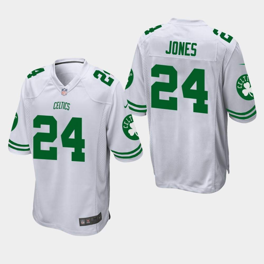 Men's Boston Celtics #24 Sam Jones White Football Jersey EBR37E3U