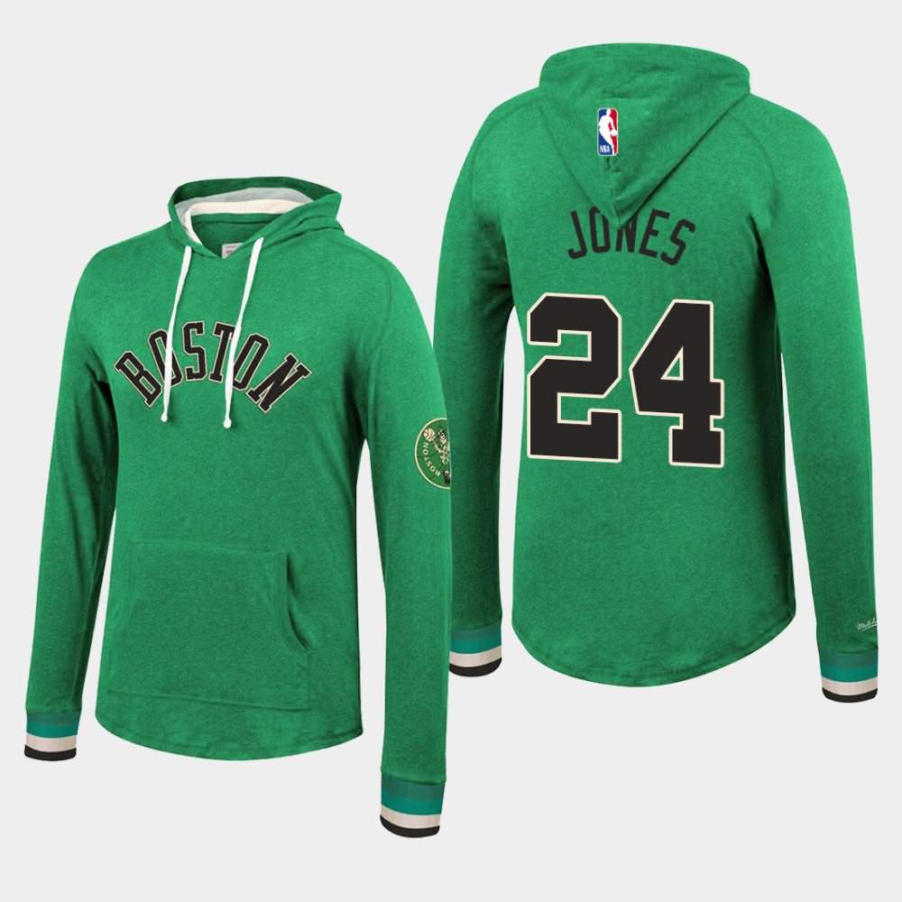Men's Boston Celtics #24 Sam Jones Kelly Green Hardwood Classics Hoodie HMI65E7O