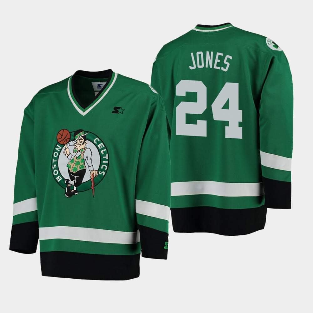 Men's Boston Celtics #24 Sam Jones Green Hockey Jersey EZF24E8E