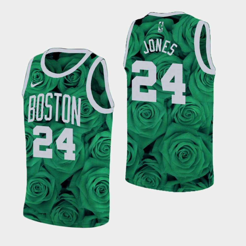 Men's Boston Celtics #24 Sam Jones Green National Flower Rose Jersey ZCQ54E7B