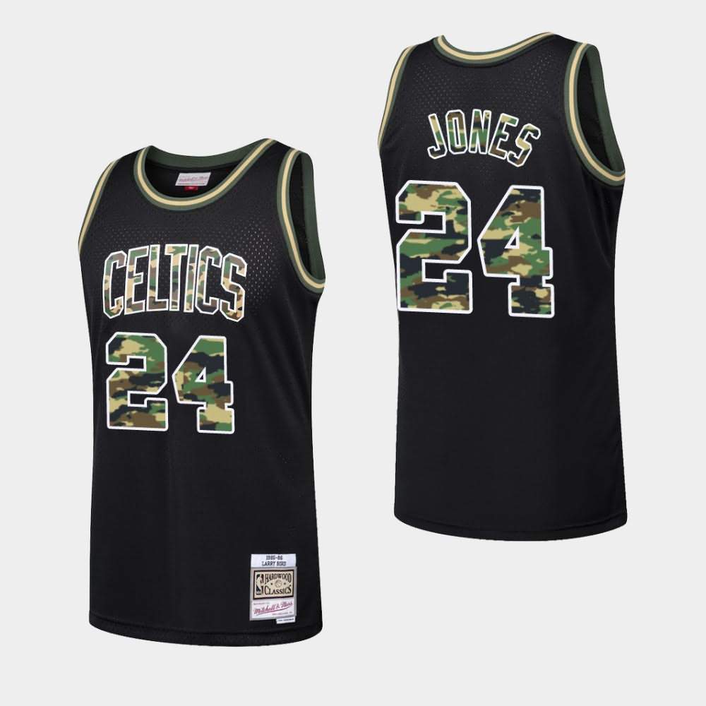Men's Boston Celtics #24 Sam Jones Black Straight Fire Camo Jersey QTT81E2T