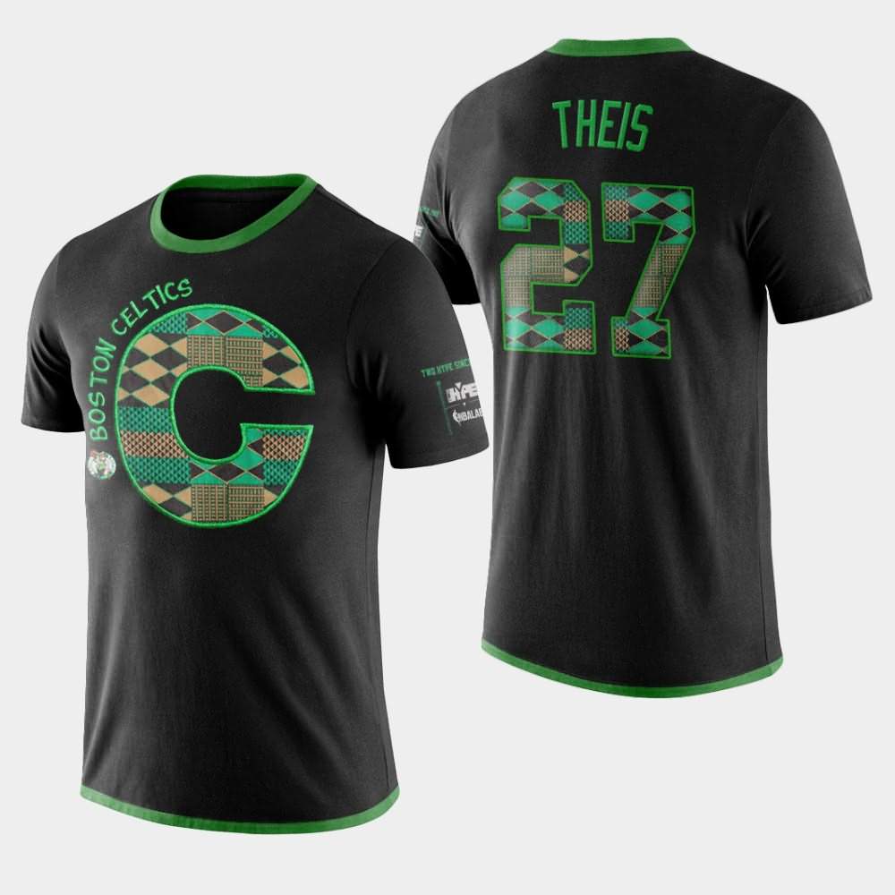 Men's Boston Celtics #27 Daniel Theis Black Letter Performance Kente T-Shirt KIC84E2I