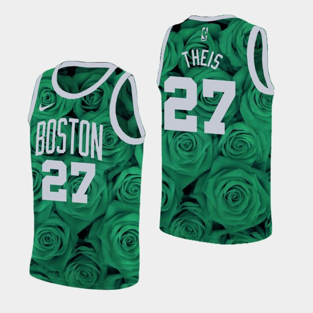 Men's Boston Celtics #27 Daniel Theis Green National Flower Rose Jersey JLN35E0Y