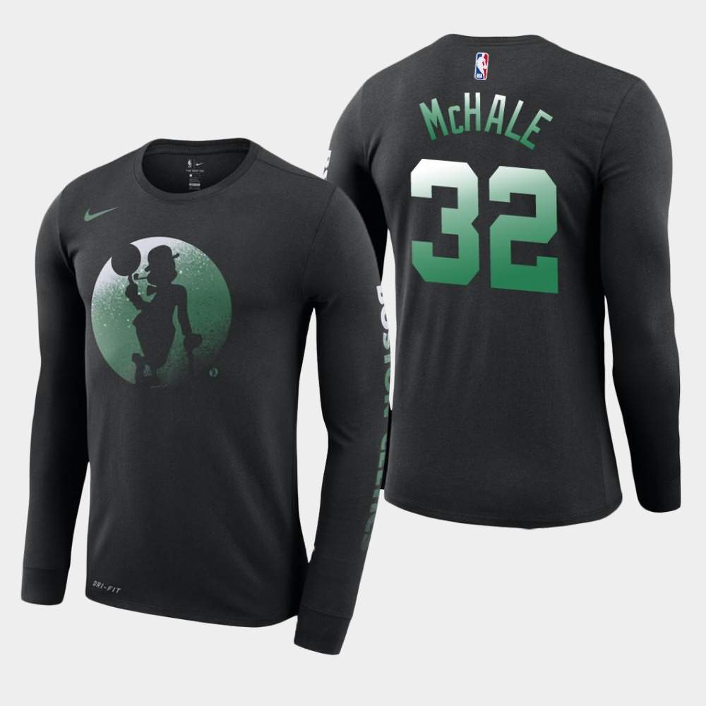 Men's Boston Celtics #32 Kevin McHale Black Long Sleeve Dry Dezzo Logo T-Shirt XNL46E6T