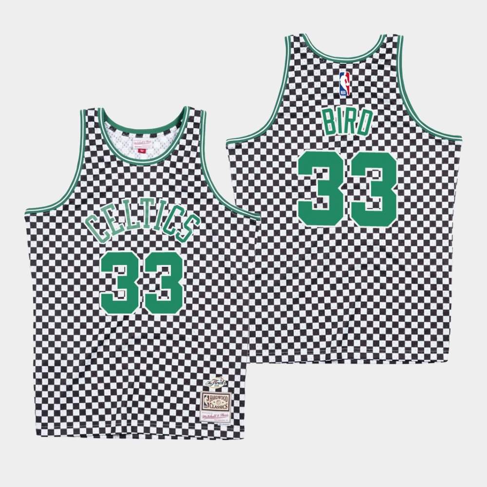 Men's Boston Celtics #33 Larry Bird White Checkerboard Jersey PKG24E2P