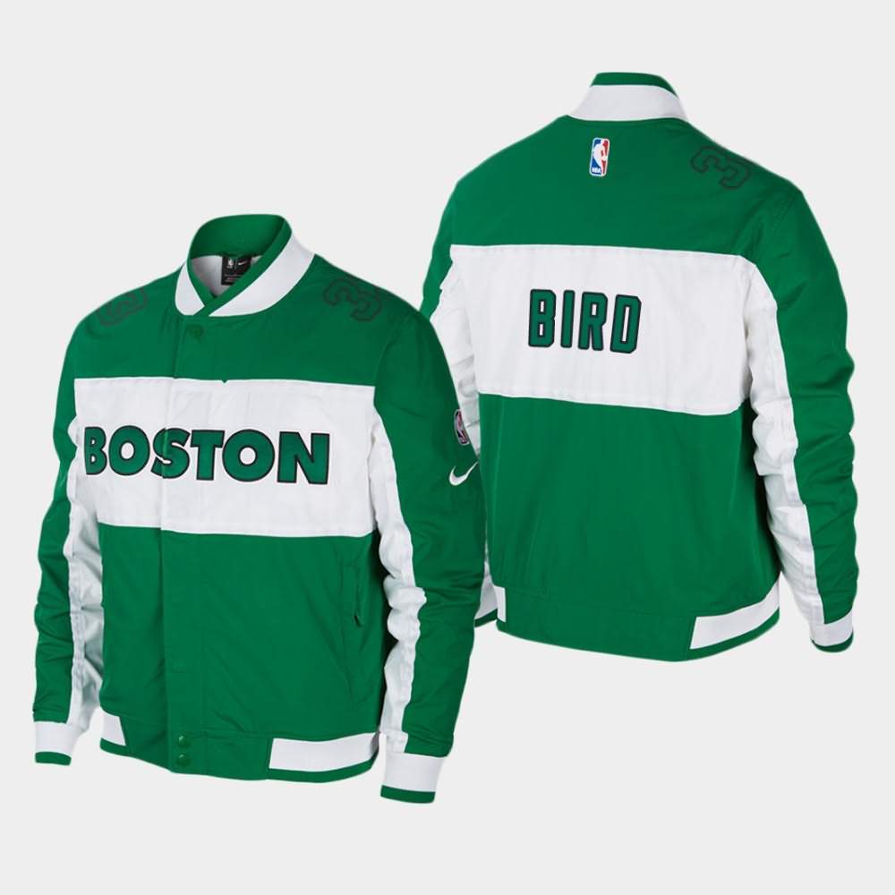 Men's Boston Celtics #33 Larry Bird Green Full-Zip Courtside Icon Jacket KFE75E8C