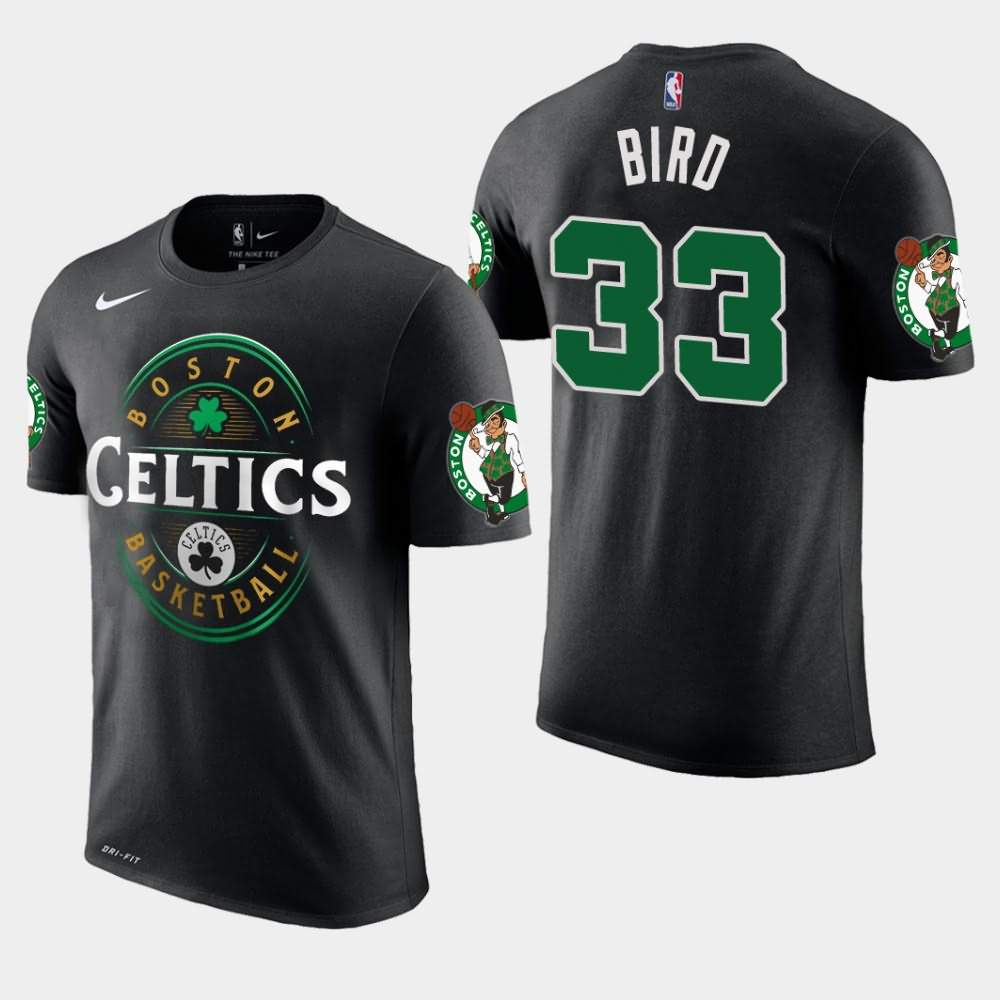 Men's Boston Celtics #33 Larry Bird Black Forever Lucky T-Shirt VHX26E3R
