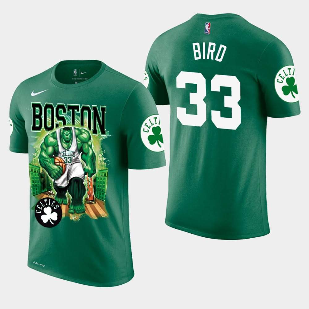 Men's Boston Celtics #33 Larry Bird Green Marvel Hulk Smash T-Shirt EGF35E5C