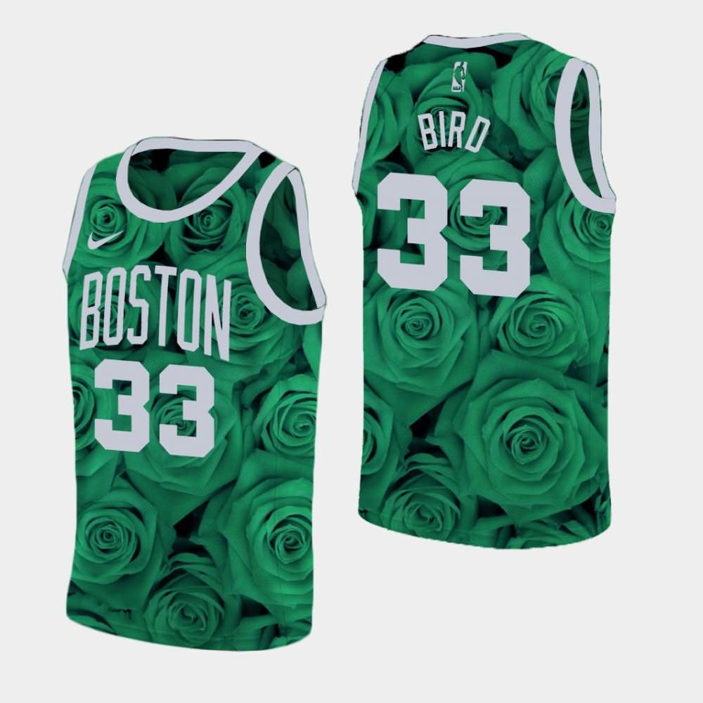 Men's Boston Celtics #33 Larry Bird Green National Flower Rose Jersey YTC01E5H