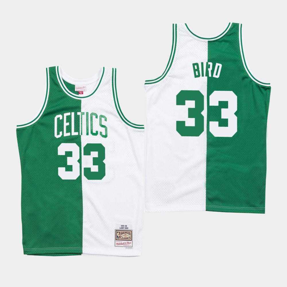 Men's Boston Celtics #33 Larry Bird Green White Split Jersey OGP06E8O