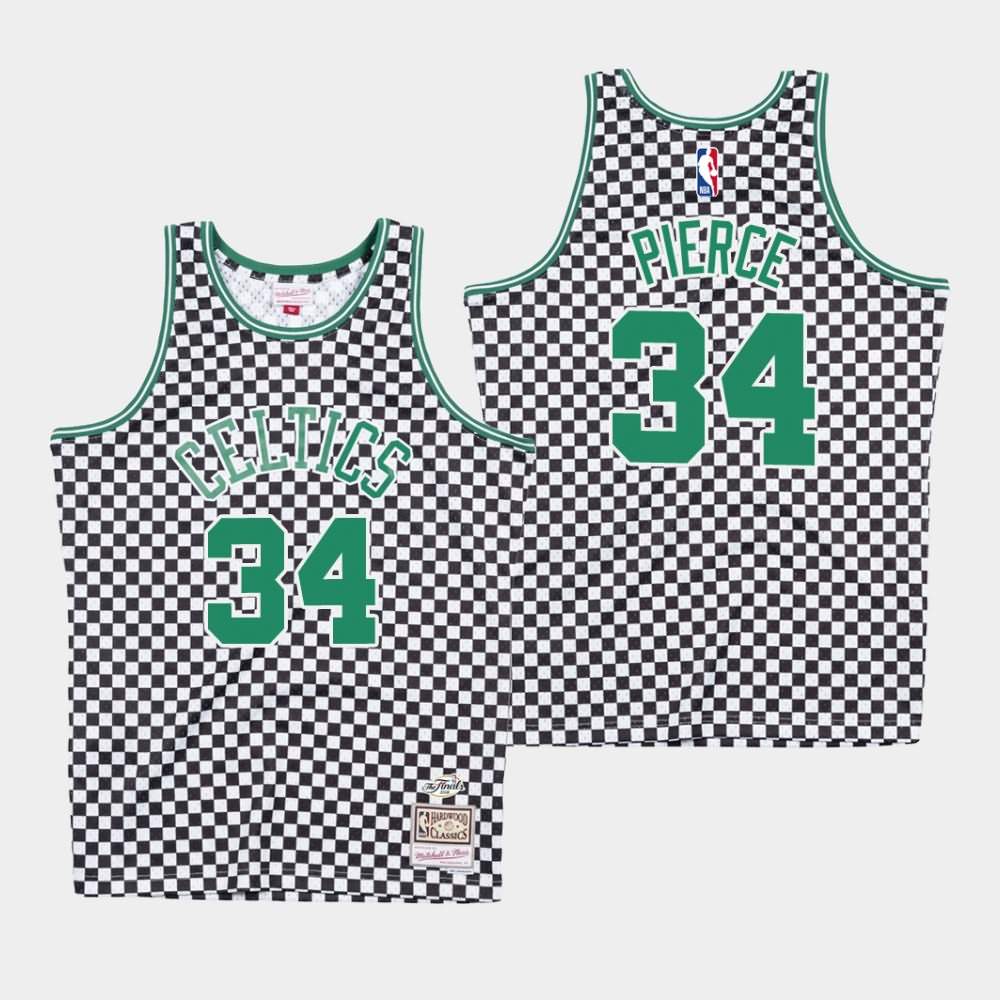 Men's Boston Celtics #34 Paul Pierce White Checkerboard Jersey GFZ11E2D