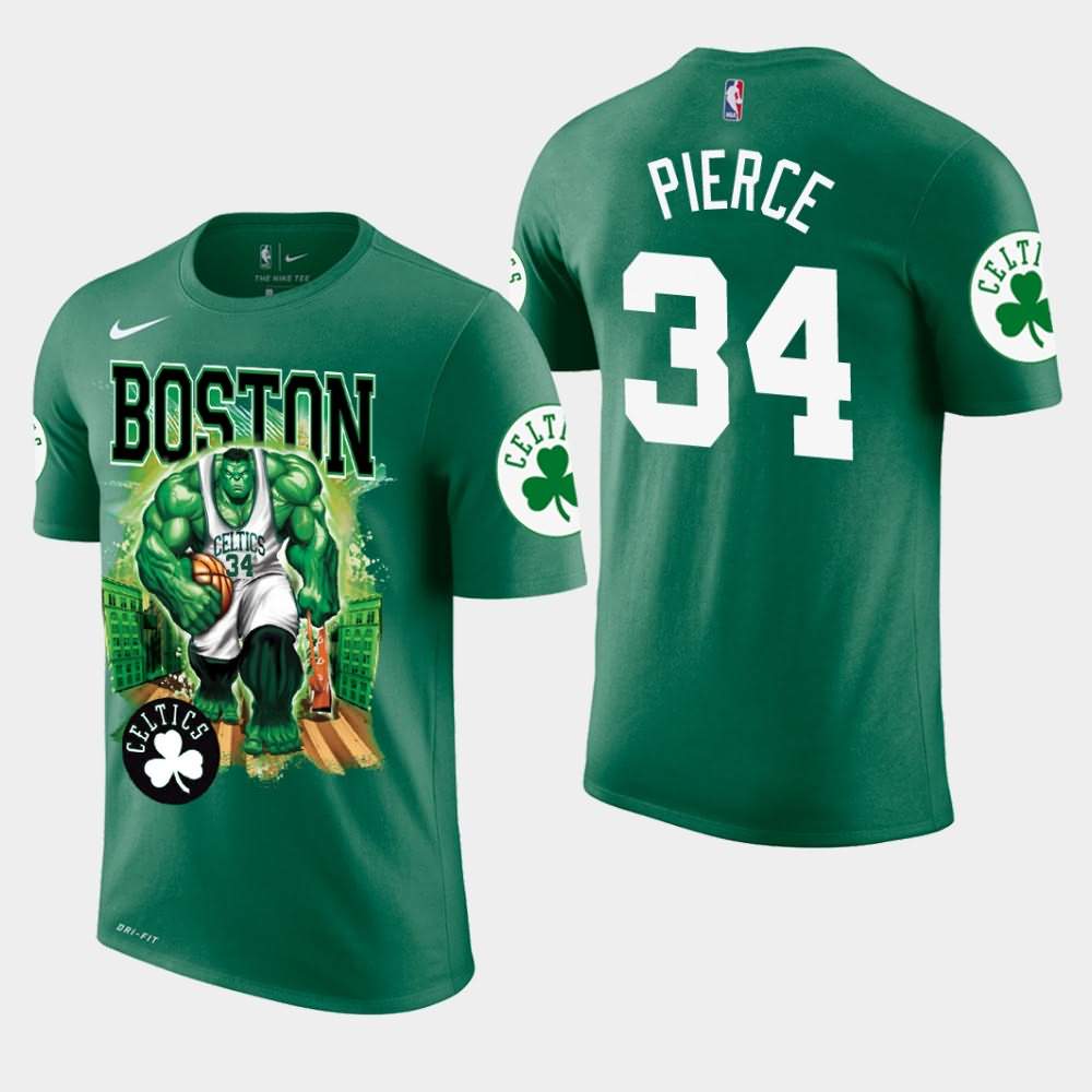 Men's Boston Celtics #34 Paul Pierce Green Marvel Hulk Smash T-Shirt GRG85E1Q