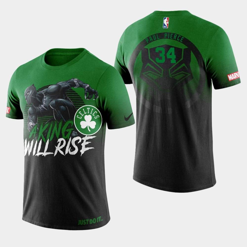 Men's Boston Celtics #34 Paul Pierce Green Marvel Wakanda Forever T-Shirt FLA34E0F