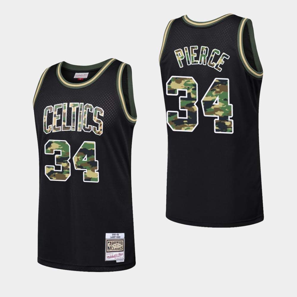 Men's Boston Celtics #34 Paul Pierce Black Straight Fire Camo Jersey BUC68E1N