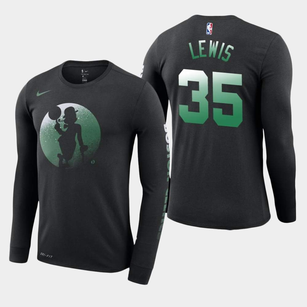 Men's Boston Celtics #35 Reggie Lewis Black Long Sleeve Dry Dezzo Logo T-Shirt MJH71E7I