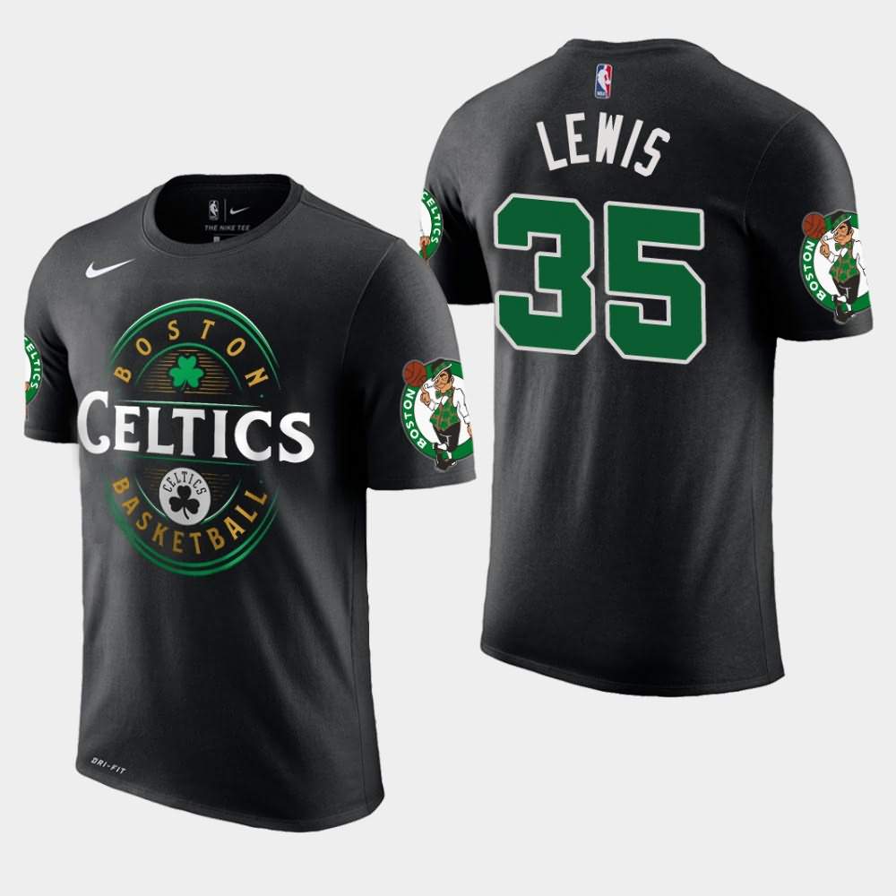 Men's Boston Celtics #35 Reggie Lewis Black Forever Lucky T-Shirt XWH00E3X