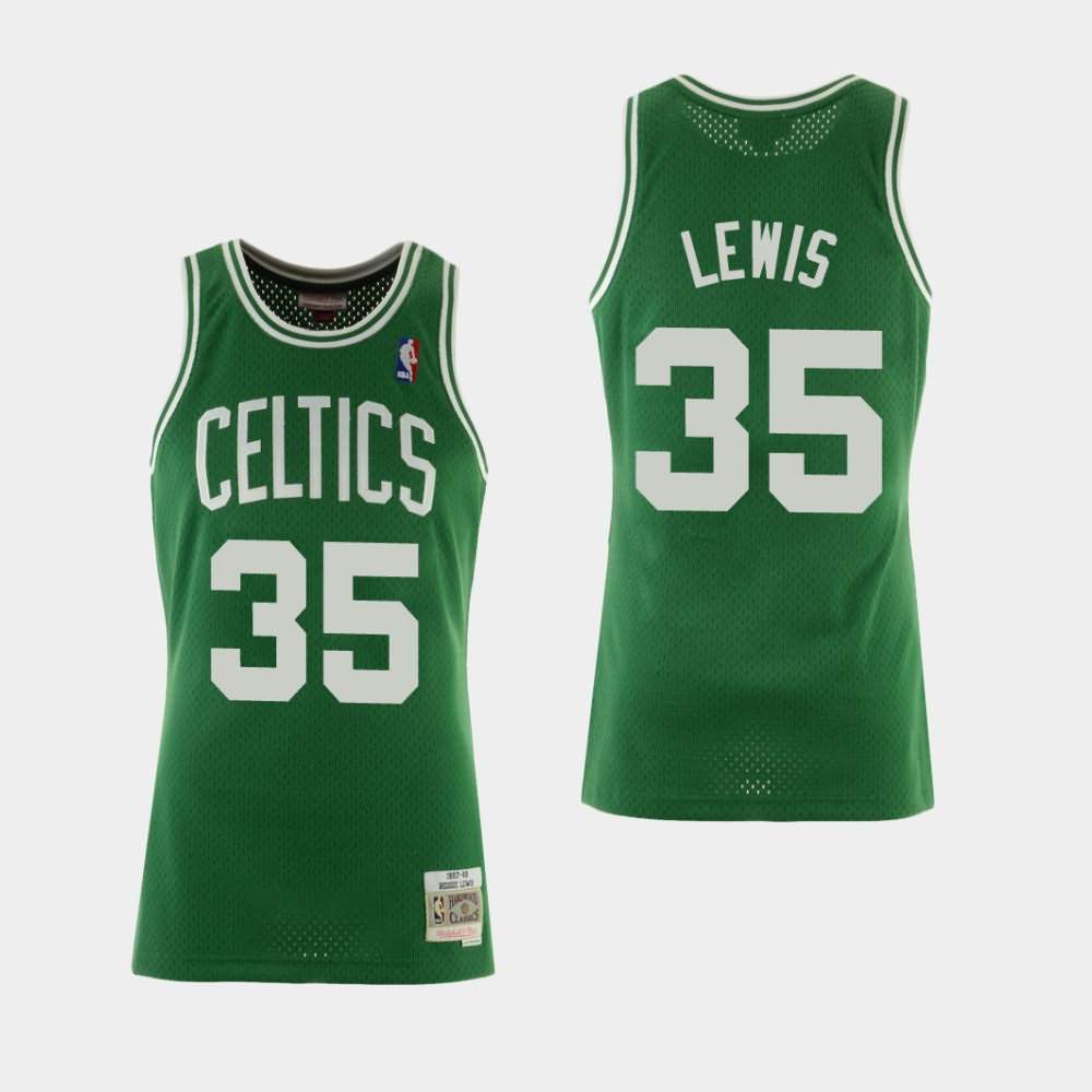 Men's Boston Celtics #35 Reggie Lewis Green Hardwood Classics Jersey ZIN27E7E