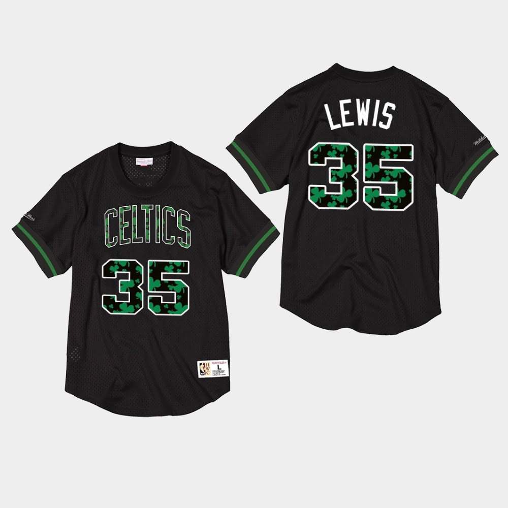Men's Boston Celtics #35 Reggie Lewis Black Mesh Crewneck Hardwood Classics T-Shirt FQP03E3S