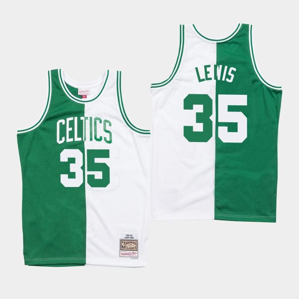 Men's Boston Celtics #35 Reggie Lewis Green White Split Jersey KOQ00E7M