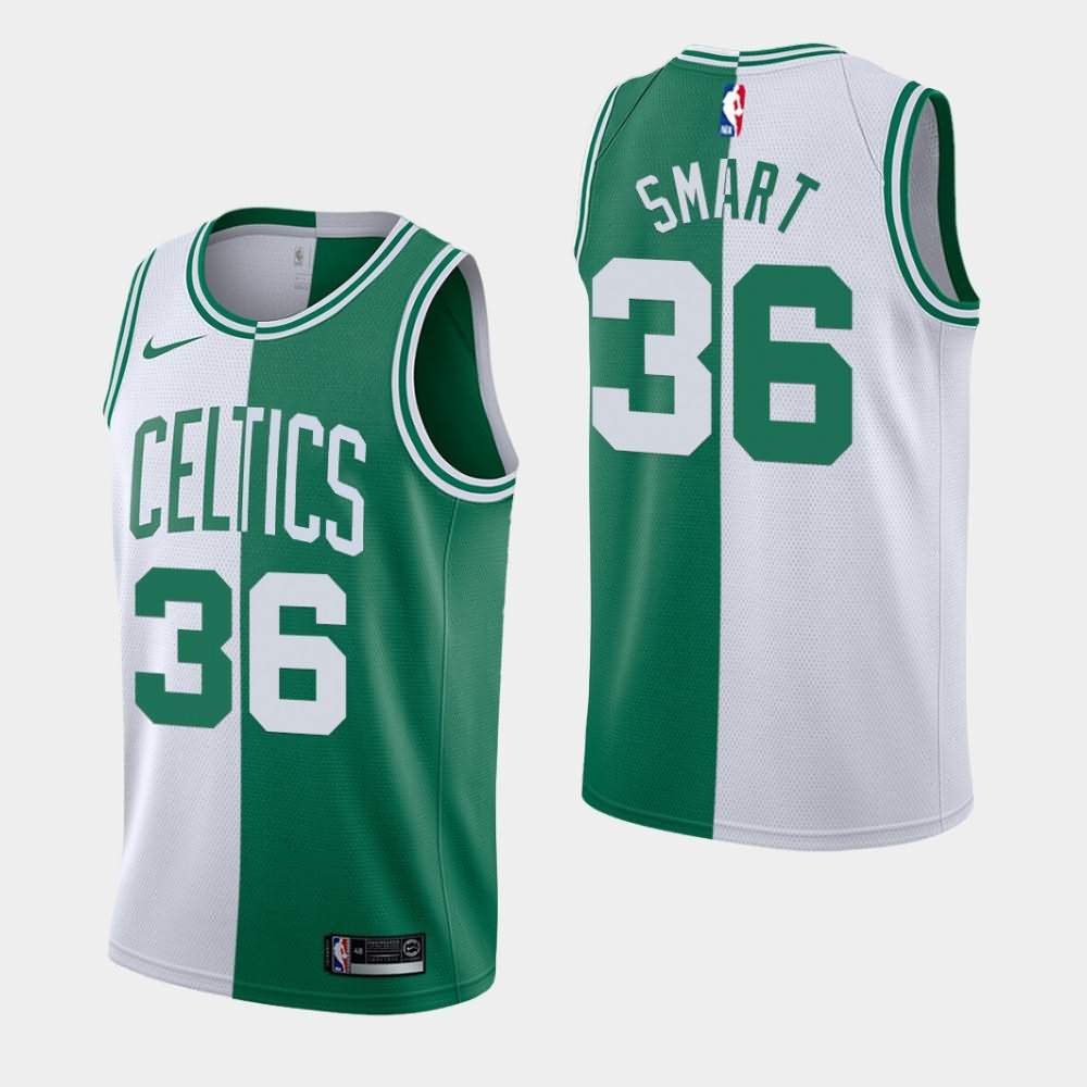 Men's Boston Celtics #36 Marcus Smart White Green Split Jersey VPY41E0Y