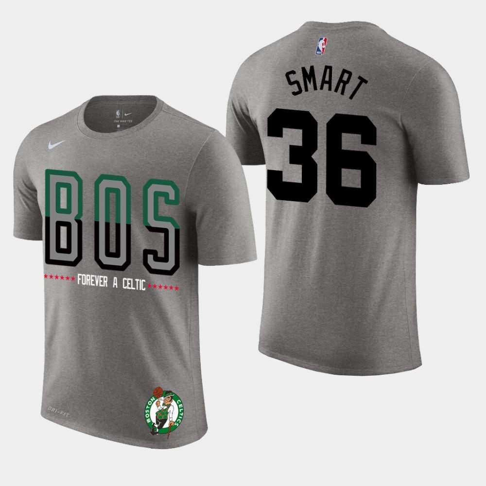 Men's Boston Celtics #36 Marcus Smart Gray Essential Performance Team Attitude T-Shirt PDF52E4R